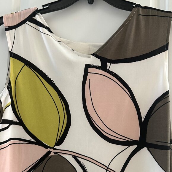 Nine West Womens Sleeveless Abstract Leaf Print Blouse L Polyester/Elastane - Picture 6 of 6